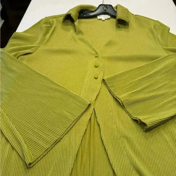 Love & Harmony open edit collared ribbed cardigan green size small - Picture 6 of 10